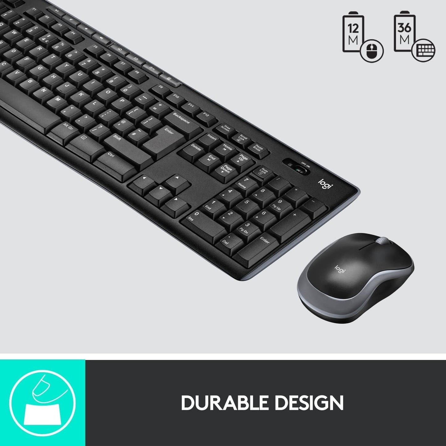 Logitech MK270 Wireless Keyboard 2.4GHz Mouse Set UK Layout QWERTY - Black