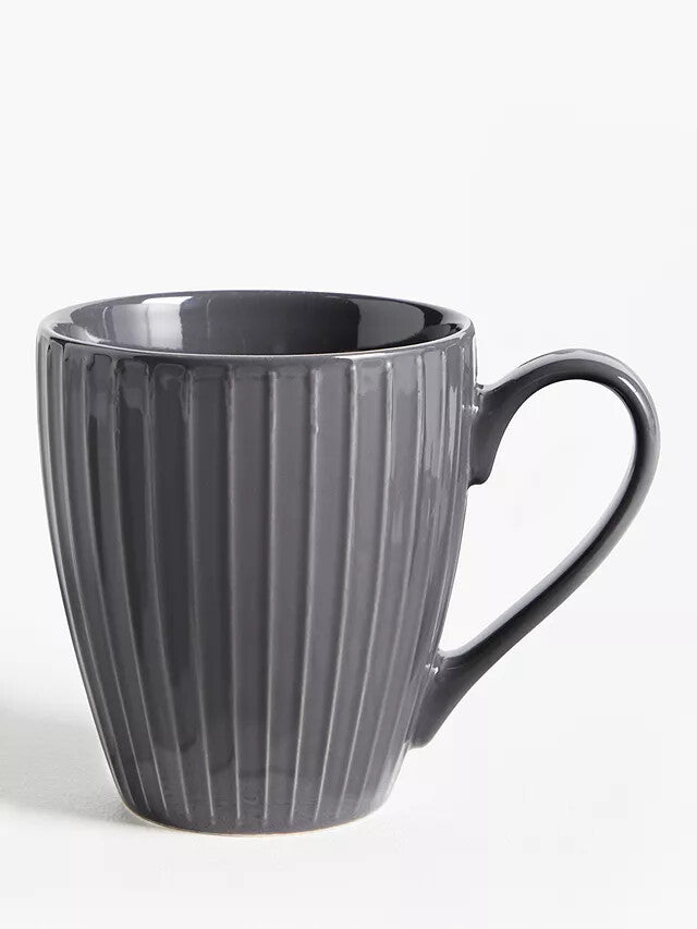 John Lewis ANYDAY Ribbed Stoneware For Coffee Tea Mugs Large Handled Gift 370ml