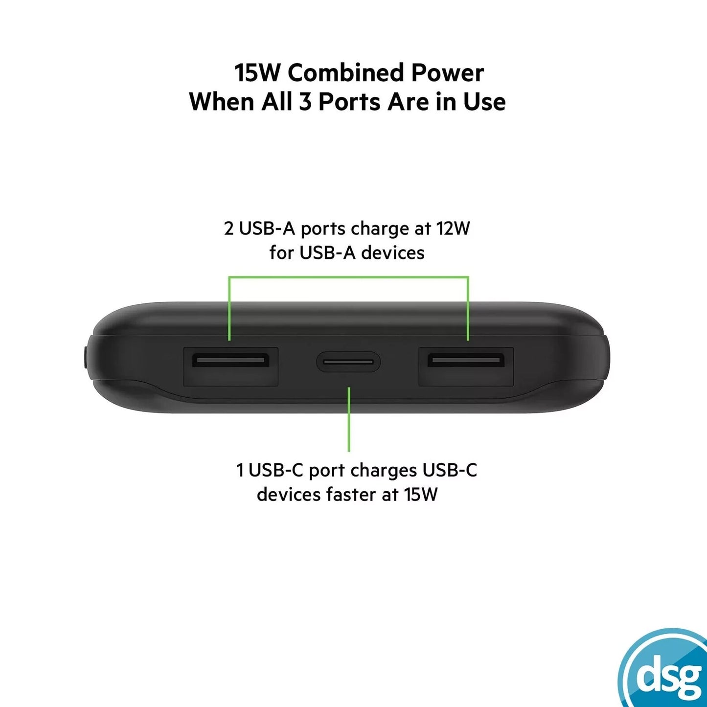 Belkin Boost Charge 3-Port Power Bank 10K + USB-A to USB-C Cable
