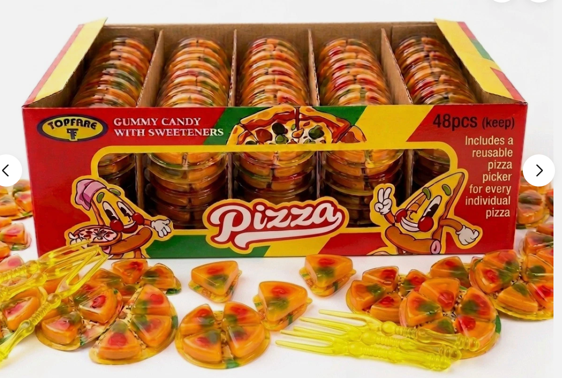 Pizza Gummi Candy With Sugar and Sweeteners 5 Slices With Picker 48 pieces