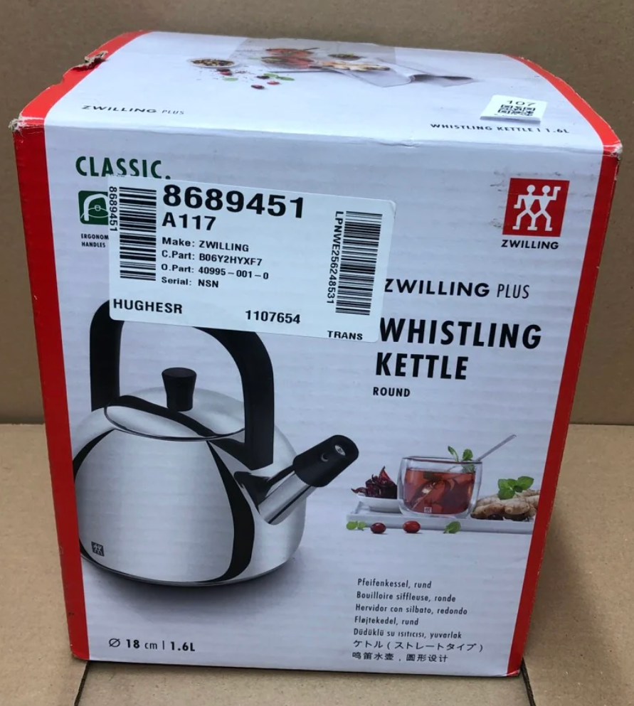 Zwilling Plus Kettle 1.6L Whistling Kettle silver New
