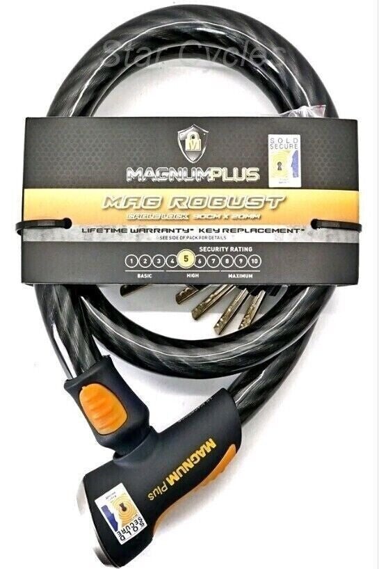 BICYCLE LOCK HEAVY DUTY MAGNUM PLUS MAGROBUST CABLE 185X20 KEYCOLOUR: BLACK