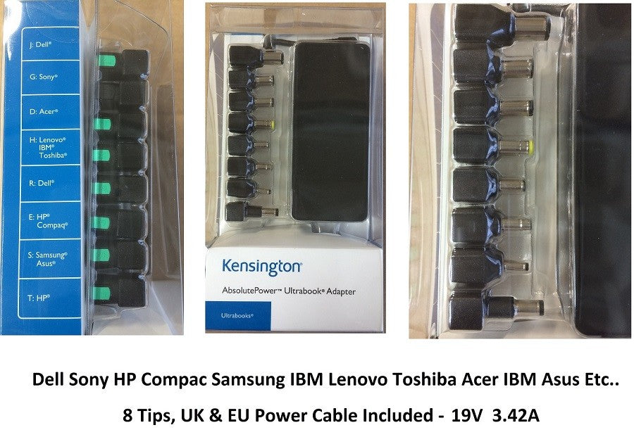 Kensington Universal Laptop AC Charger 19V 3.42A Dell Sony HP Samsung IBM Lenovo