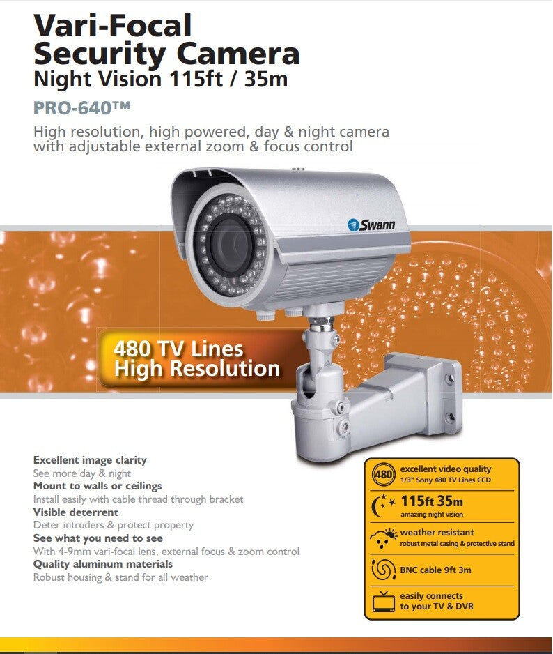 Swann Bullet CCTV Security Camera PRO-640 Multi-Purpose CCTV Camera Day/Night