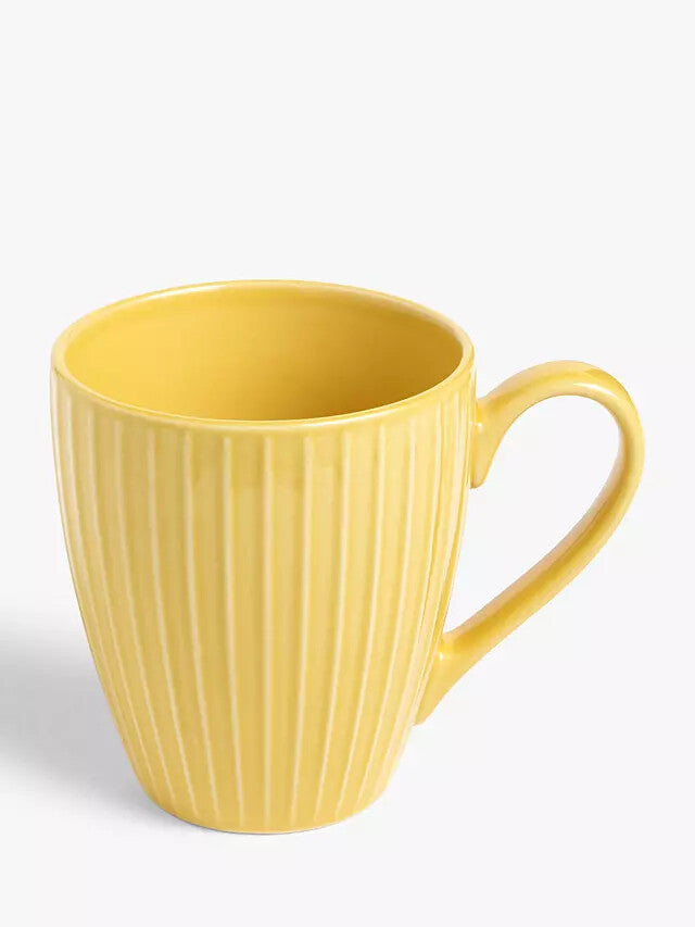 John Lewis ANYDAY Ribbed Stoneware For Coffee Tea Mugs Large Handled Gift 370ml