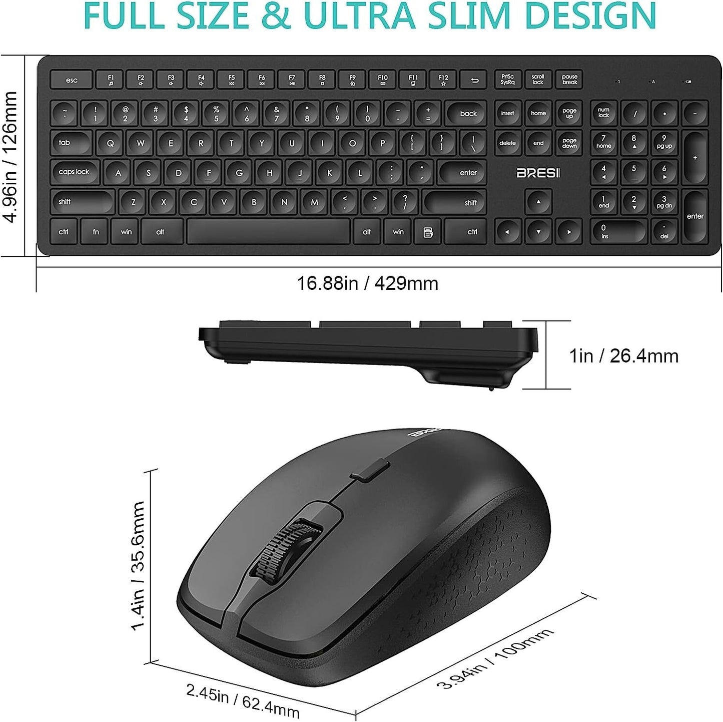 Wireless Keyboard and Mouse Set 2.4G Wireless Mouse and Keyboard US Layout USB