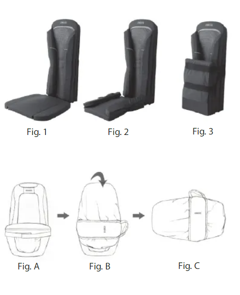 Homedics Foldable Luxury Shiatsu and Vibration with Heat Massager Cushion Black