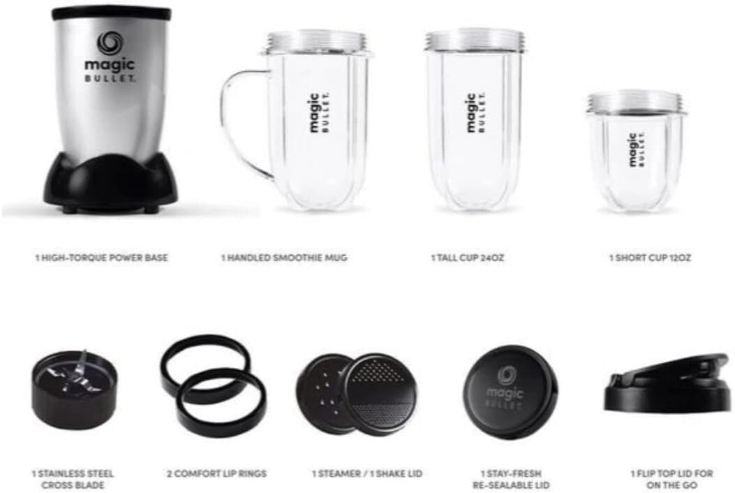 Nutribullet 0.6L Magic Bullet Blender 11 Piece Set - Silver