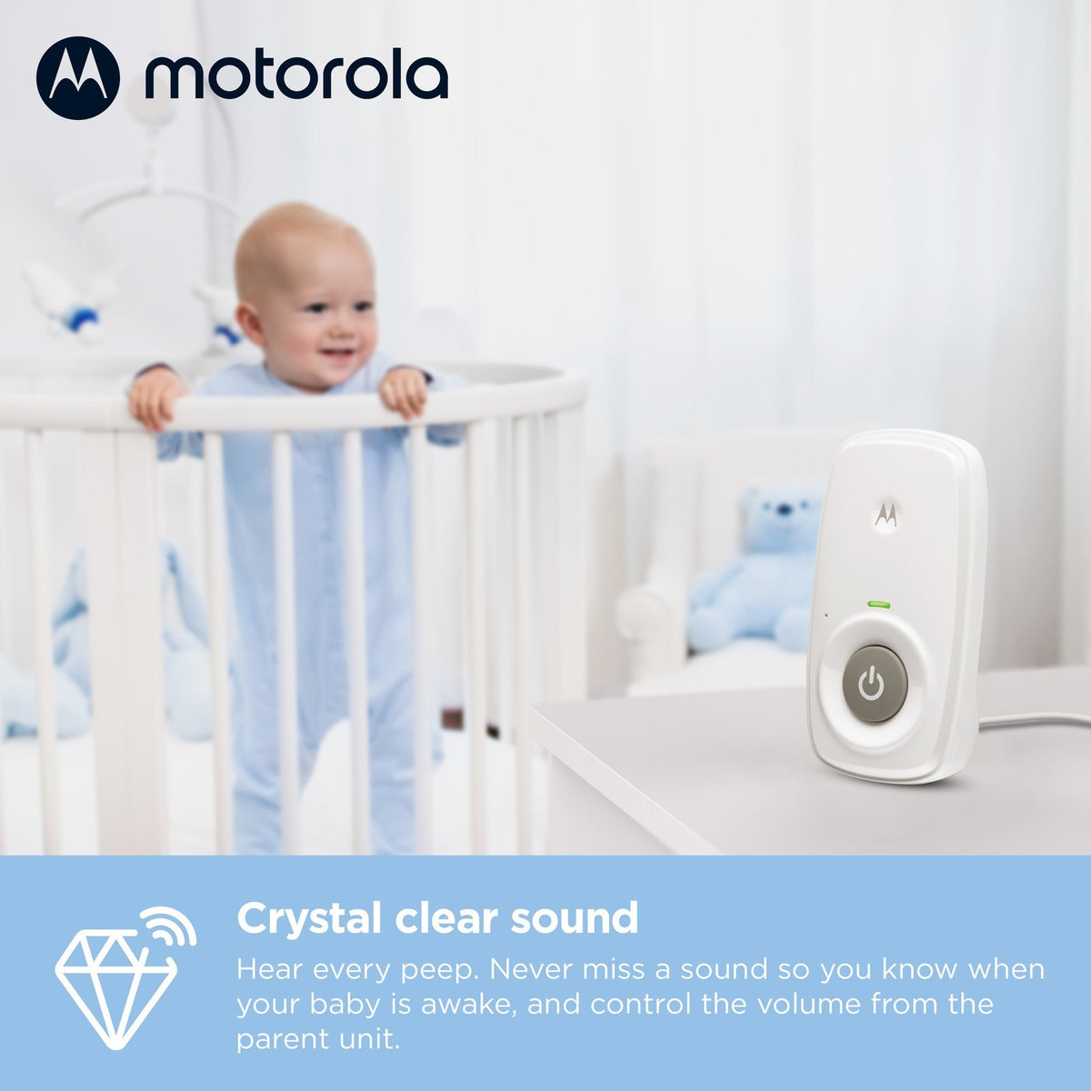 Motorola AM24 Audio Baby Monitor, Room Temperature Display & 2 way communication