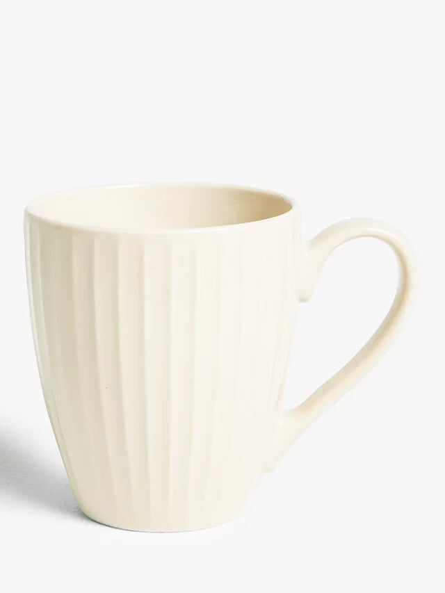 John Lewis ANYDAY Ribbed Stoneware For Coffee Tea Mugs Large Handled Gift 370ml