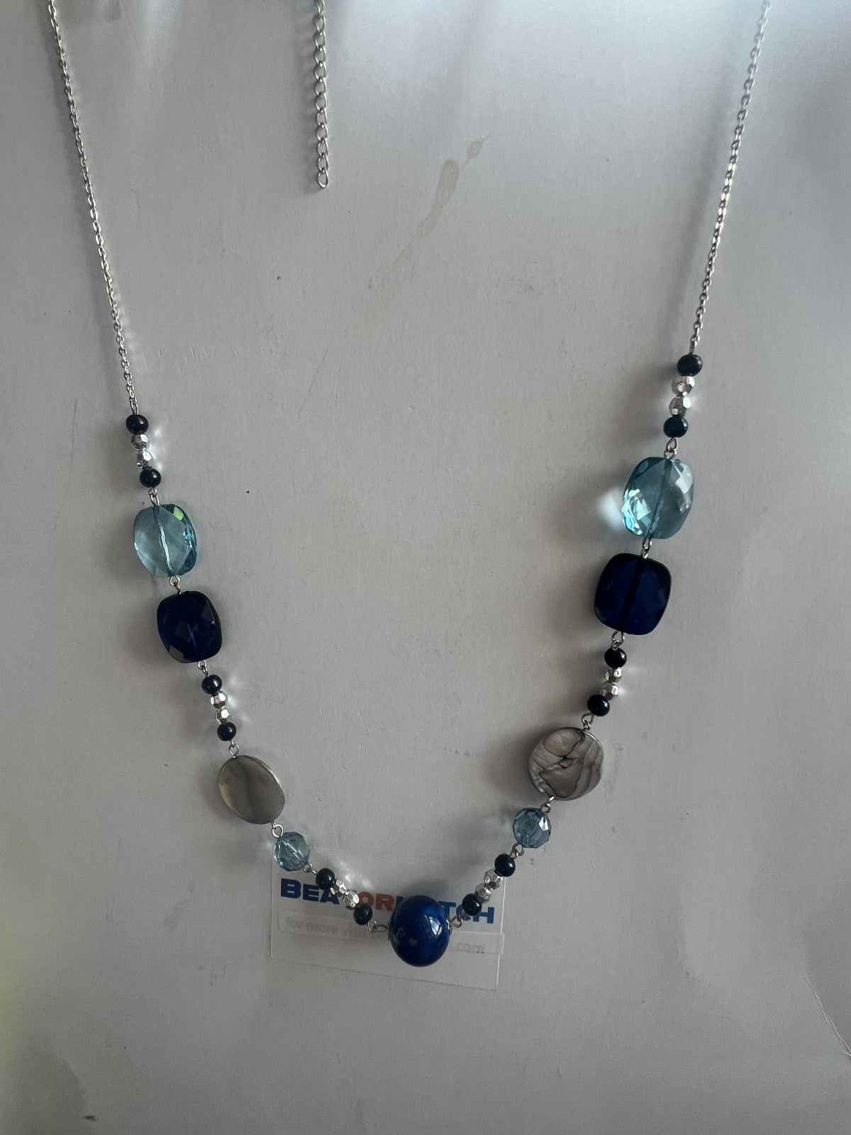 Long Blue Orbs and Flat Jewellery Costume Jewellery Necklace