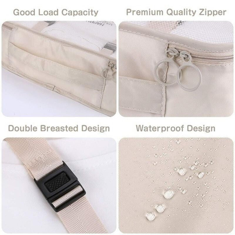 8 PCS Packing Cubes Luggage Storage Organiser Travel Compression Suitcase Bags