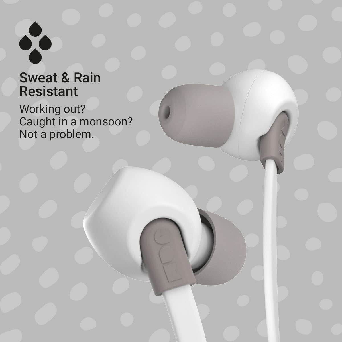 JAM Neckband Style Sport Wireless In-Ear Headphones - White & Grey 12 Hour Play