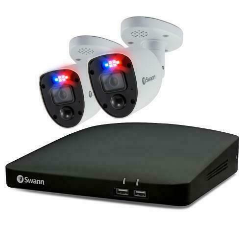 Swann CCTV Kit DVR5680 4 Channel 4K UHD 1TB HDD Enforcer Warning Light 2 Camera
