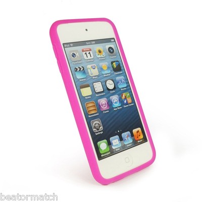 Tuff-Luv iPod Touch 5th Gen Silicone Gel Case X2 & Screen Protector Pink & Black