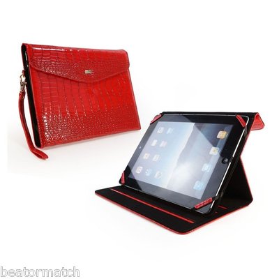Tuff-Luv Patent Croc Leather Purse New iPad Case Cover Stand Retina Red 17_12