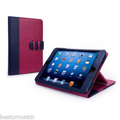 iPad Mini 1/2/3 Manhattan Faux Leather Sleep Wake Smart Case Kickstand Cover