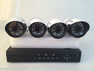 4 Channel CCTV Kit NVR Network Recorder x4 PoE 1MP 720p HD Outdoor IP Cameras