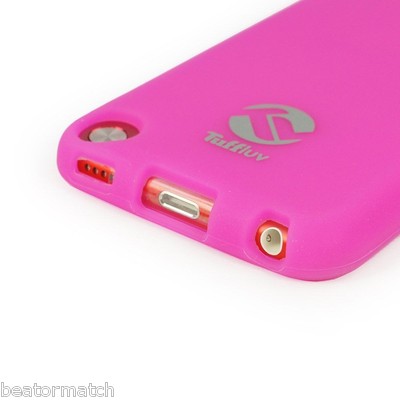 Tuff-Luv iPod Touch 5th Gen Silicone Gel Case X2 & Screen Protector Pink & Black