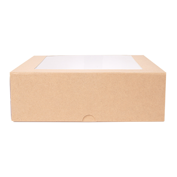 50 Brown Bakery Boxes with Window,Paper Cake,Gift and Cookies [6 x 6 x 3'']