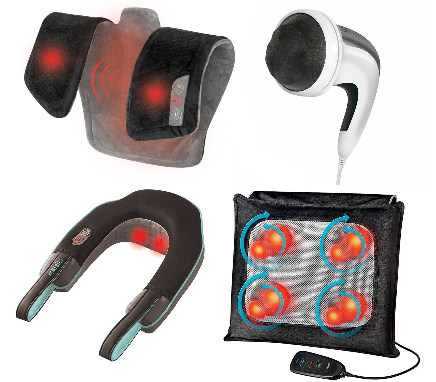 HoMedics Neck Back Full Body Portable Muscle Deep Therapy Heat Shiatsu Massager