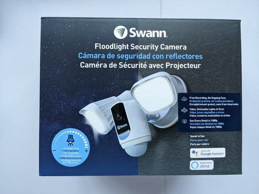 Swann Floodlight Cam Security Smart Camera Full HD 1080p WiFi Gen 2 Wired White