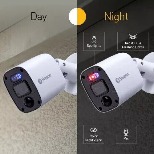 Swann PRO-1080MQB 1080p Enforcer Bullet CCTV Camera Flash Light Siren