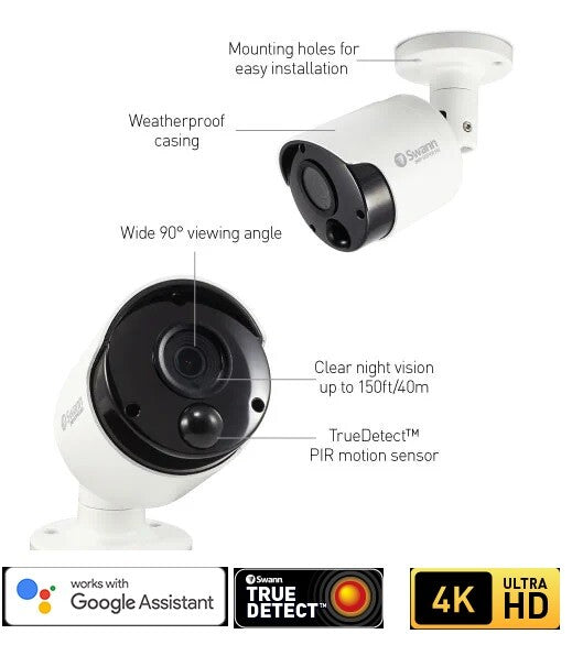 Swann Thermal Sensing Bullet Security Camera CCTV PRO-4KMSB 4K Ultra HD 5580 x1