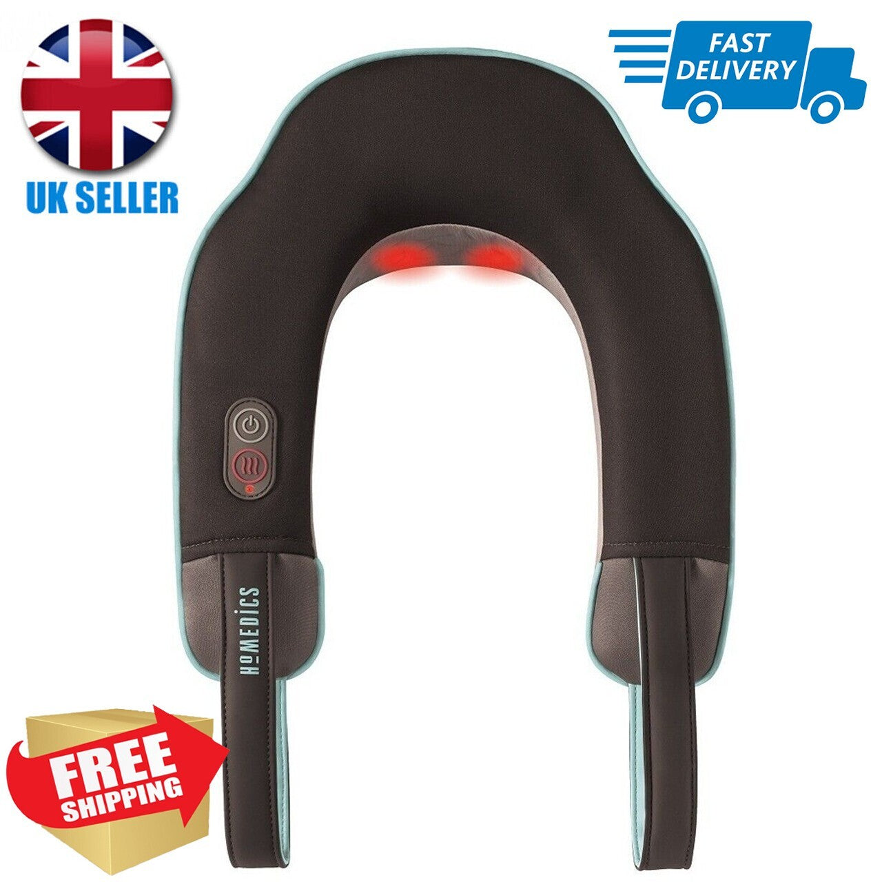 HoMedics Neck Massager Portable 2 Speed Vibration Massage with Heat