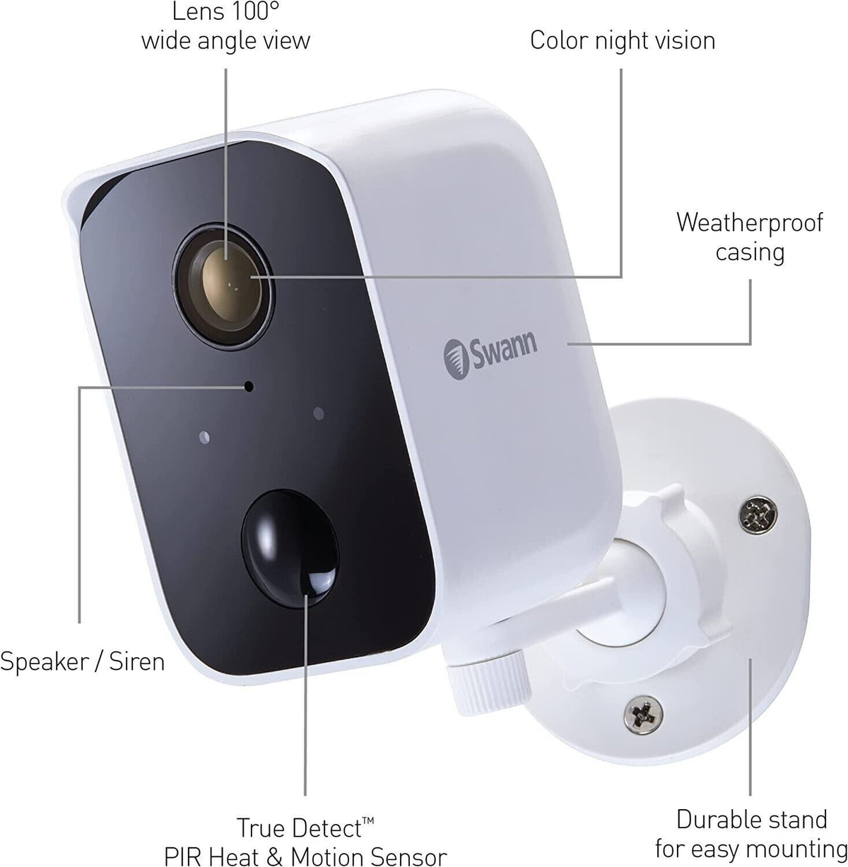 Swann CoreCam Wireless Security Camera 2-Way Talk, Siren & Heat + Motion Detect