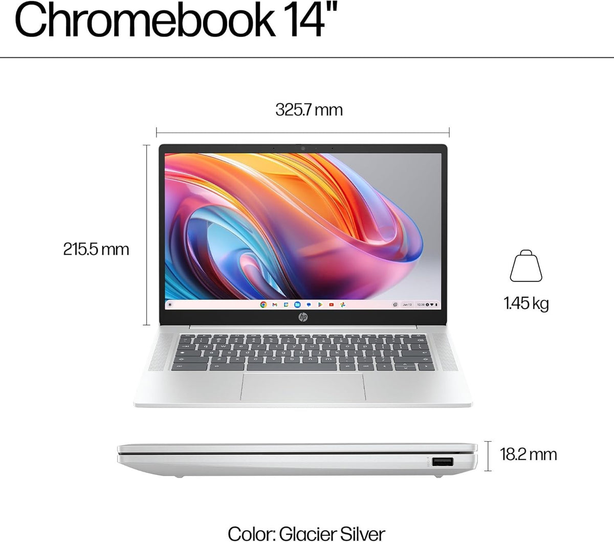 HP Chromebook 14" Intel N100 Processor, 4GB Ram, 128GB UFS - 14a-nf0002sa