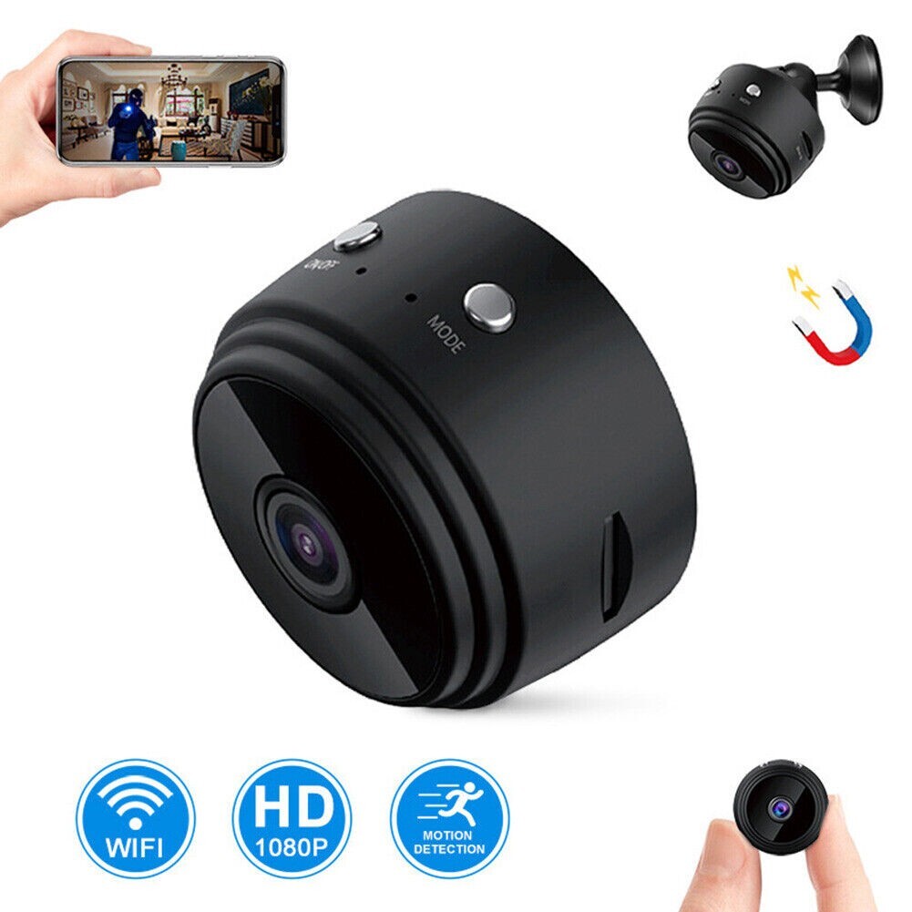 Mini CCTV Camera Wireless IP Wifi Indoor/Outdoor Camera HD Home Security - Black