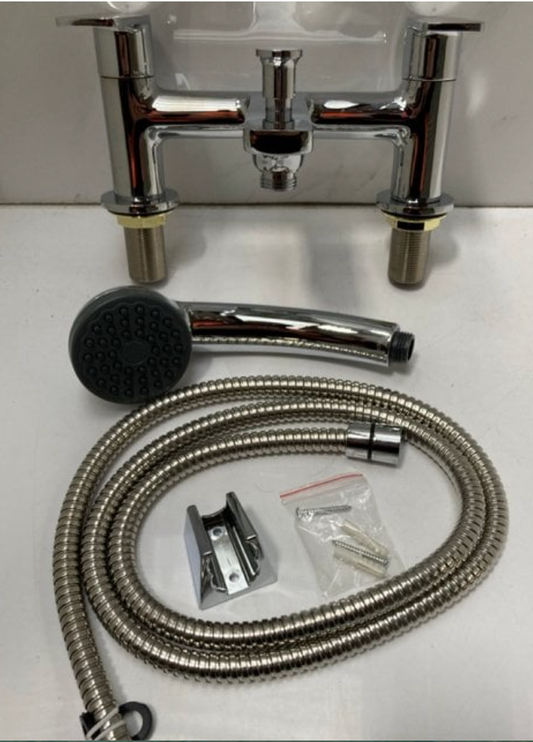 DECK MOUNTED BSM IN CHROME WITH SHOWER HANDSET, HOSE & WALL MOUNTING BRACKET