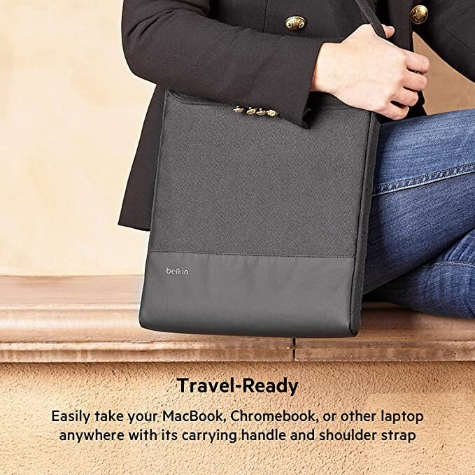 Belkin 14-15" Laptop Bag with Shoulder Strap – Fits MacBook, Dell, iPad – Black