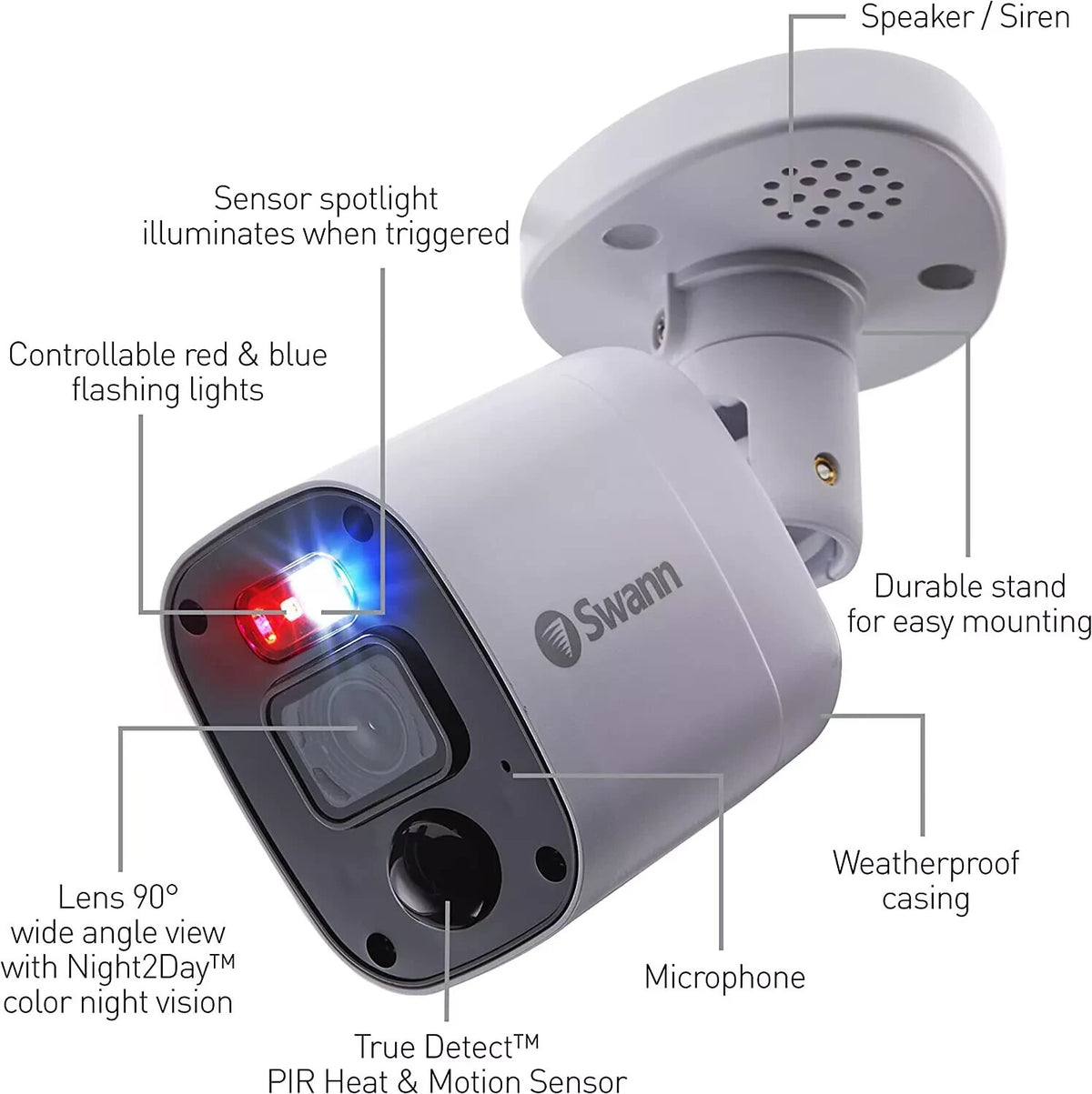 SWANN ENFORCER SWPRO-4KMQBPK-EU WHITE WIRED 4K INDOOR & OUTDOOR BULLET Camera