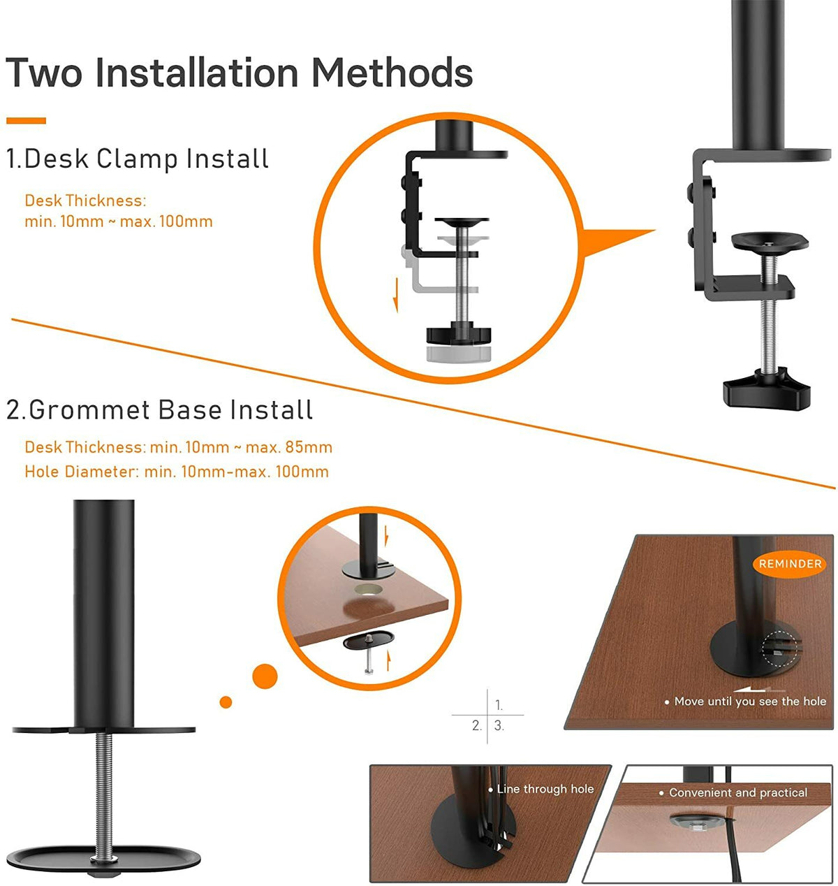 Dual Monitor Display Mount Computer Screen Arm Desk Stand VESA 75/75 13"- 27"