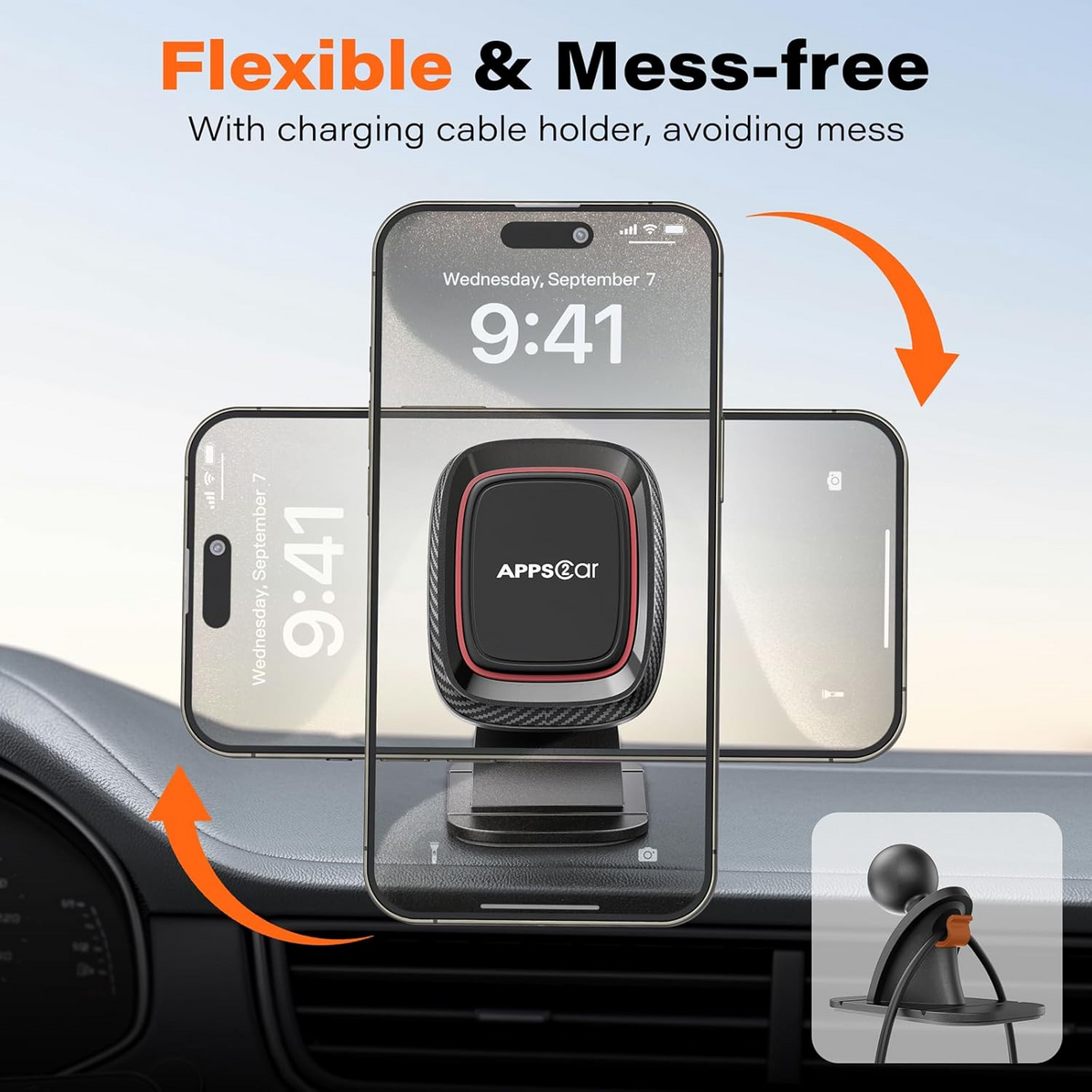 APPS2Car Magnetic Car Phone Holder 360° Rotating Dashboard Mount Universal