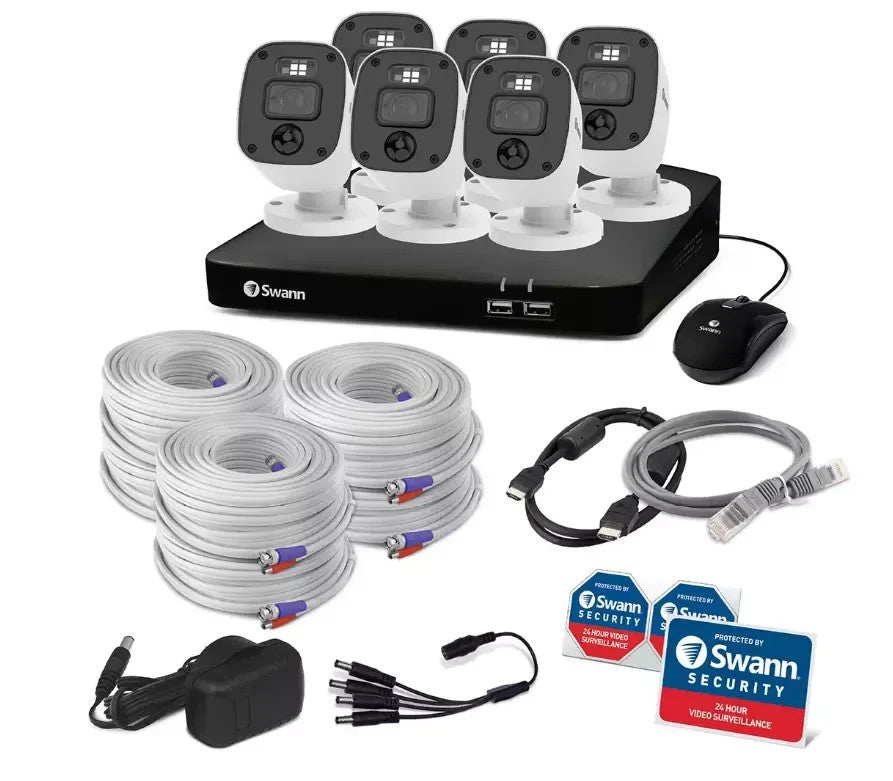 Swann DVR 8 Channel 1TB 6 x 1080MQB Audio Cam CCTV Enforcer Kit MQB