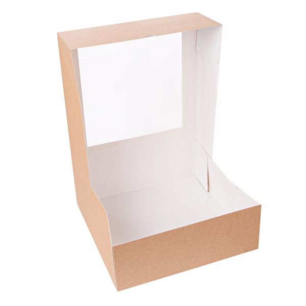10 Brown Bakery Boxes with Window, Paper Cake,Gift and Cookies [6 x 6 x 3'']