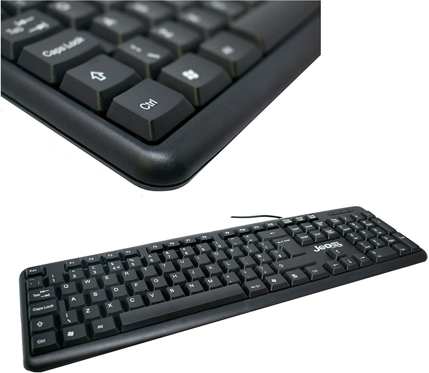 Jedel Combo Wired USB Keyboard & Mouse Set 1000 dpi UK QWERTY Spill-resistant