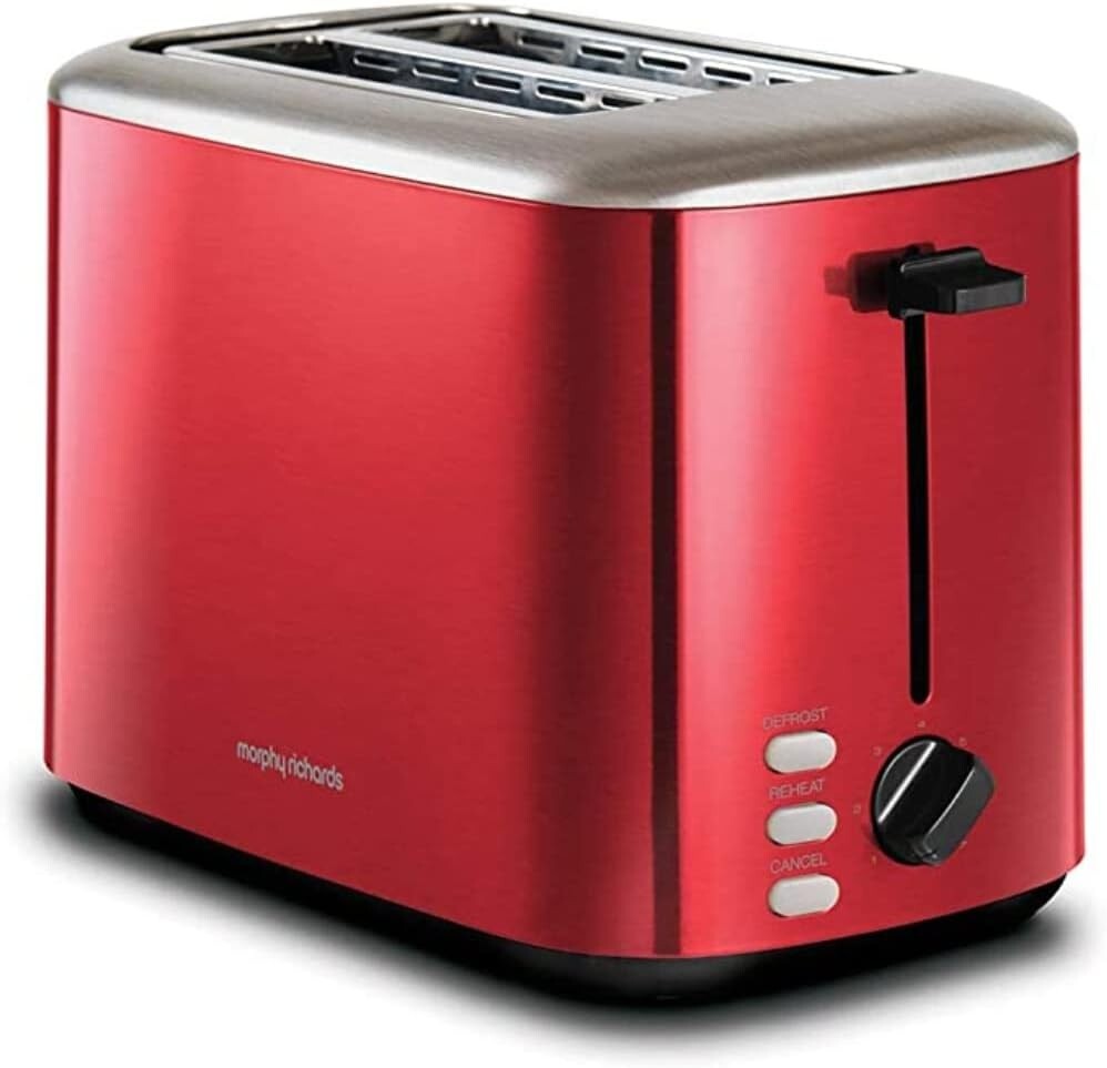 Morphy Richards Equip Red 2 Slice Toaster - Defrost And Reheat Settings - 2 Slot