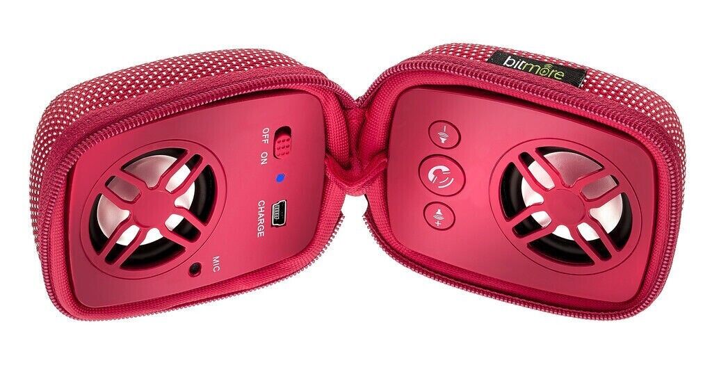 Bitmore Portable Wireless Bluetooth Speaker iPhone Hands Free Laptop MP3 USB Red