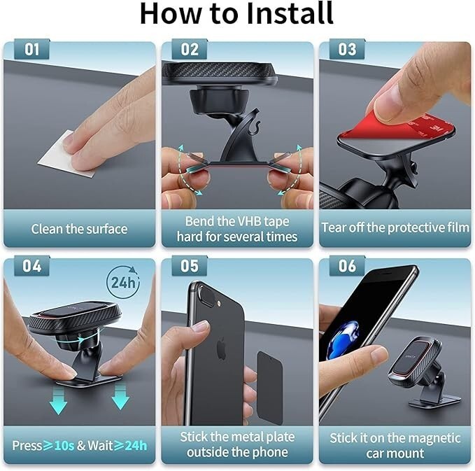 APPS2Car Magnetic Car Phone Holder 360° Rotating Dashboard Mount Universal