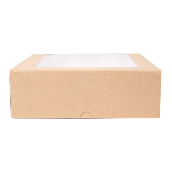 10 Brown Bakery Boxes with Window, Brown Kraft Paper Cake,Gift and Cookies