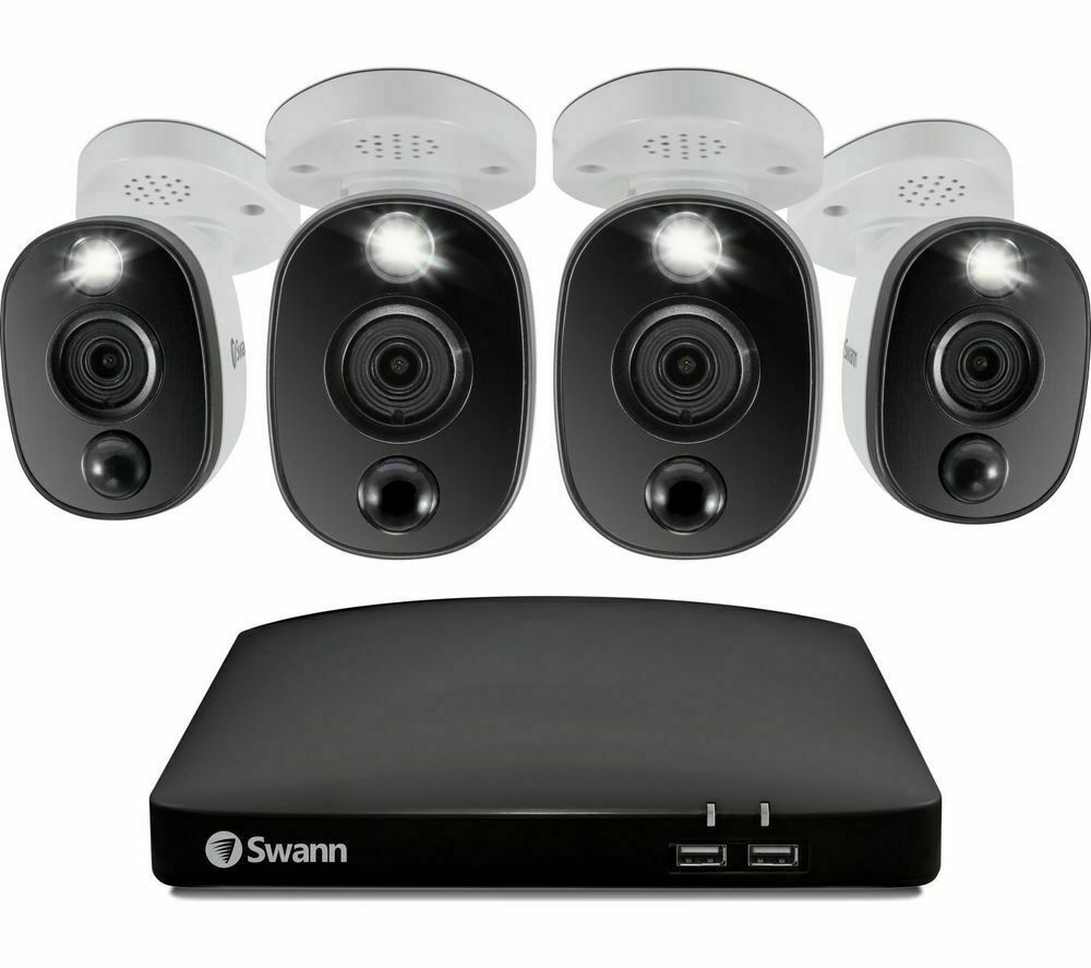 Swann DVR CCTV Kit 5680 8 Channel 4K Ultra HD 1TB HDD Warning Light 4 Camera