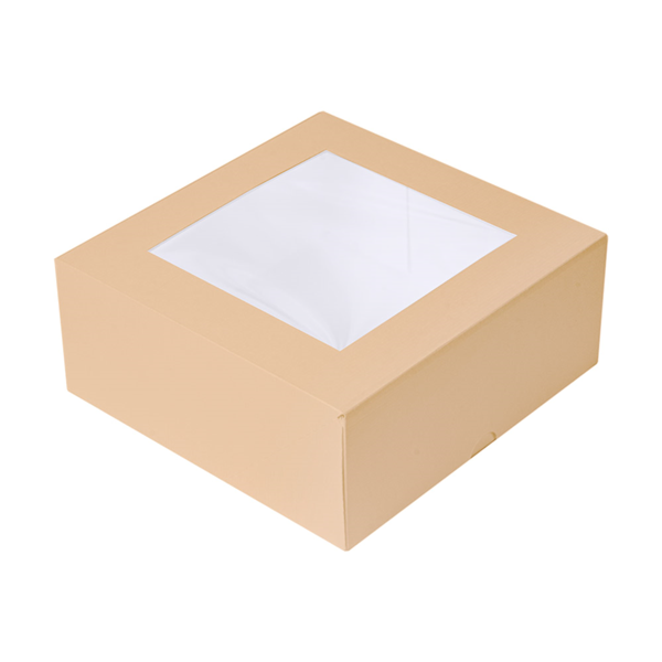 20 Brown Bakery Boxes with Window, Brown Kraft Paper Cake (6 x 6 x 3) inches