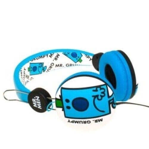 Mr Men Wired Headphones Foldable Kids Tangle Free Flat Cable Gift Headset Blue