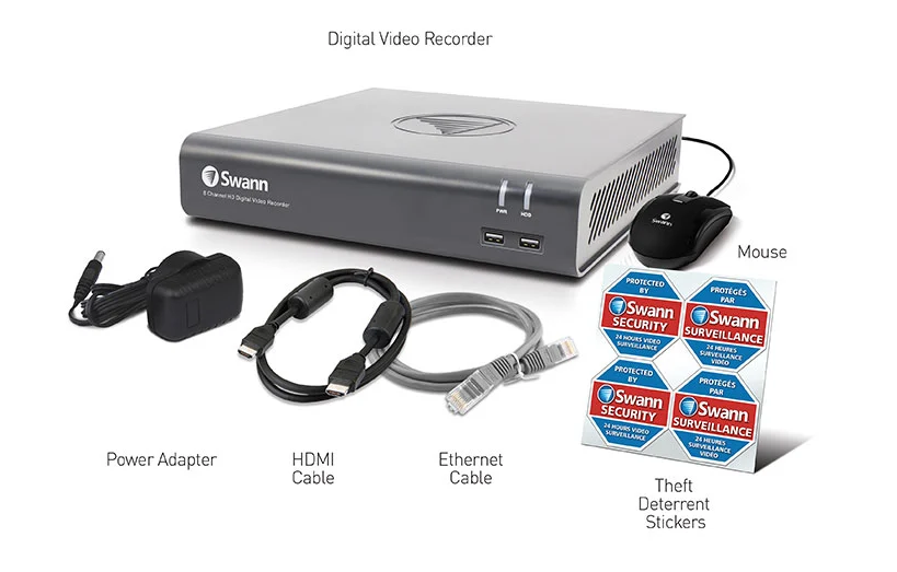 Swann DVR CCTV Recorder DVR8-4580 8 Channel HD 1080p AHD TVI 1TB HDD HDMI VGA