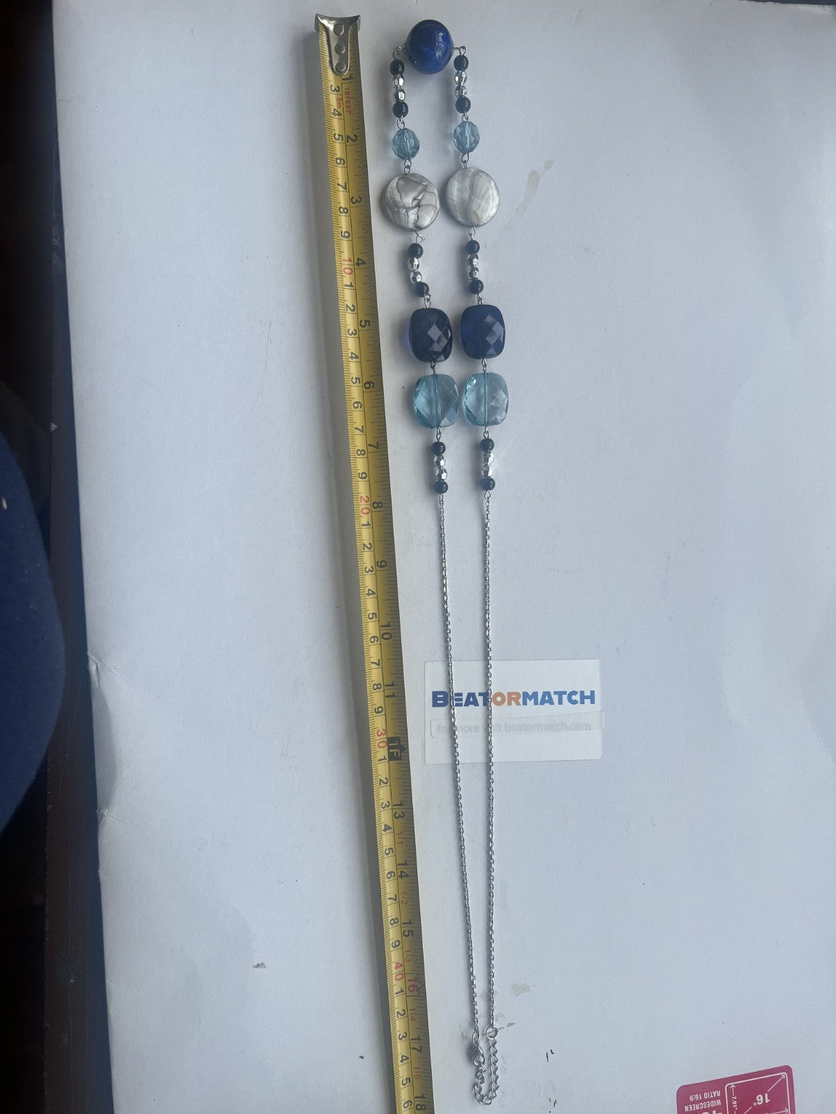 Long Blue Orbs and Flat Jewellery Costume Jewellery Necklace