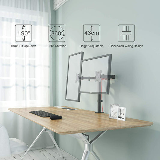 Dual Monitor Display Mount Computer Screen Arm Desk Stand VESA 75/75 13"- 27"